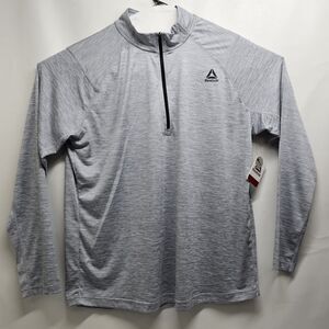 Reebok 1/4 Zip Performance Pullover Men’s 2XL Gray Trail Sleet Heather NWT Moist